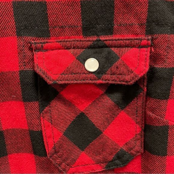 [M] BC Clothing Women’s Red & Black Plaid Snap Button Shacket With Fleecy Lining - Picture 7 of 15